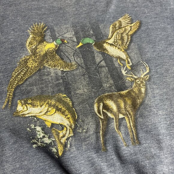 VTG Court CLUB Animal Hunting fishing forest Print graphic Sweatshirt Men’s sz S - Picture 11 of 16